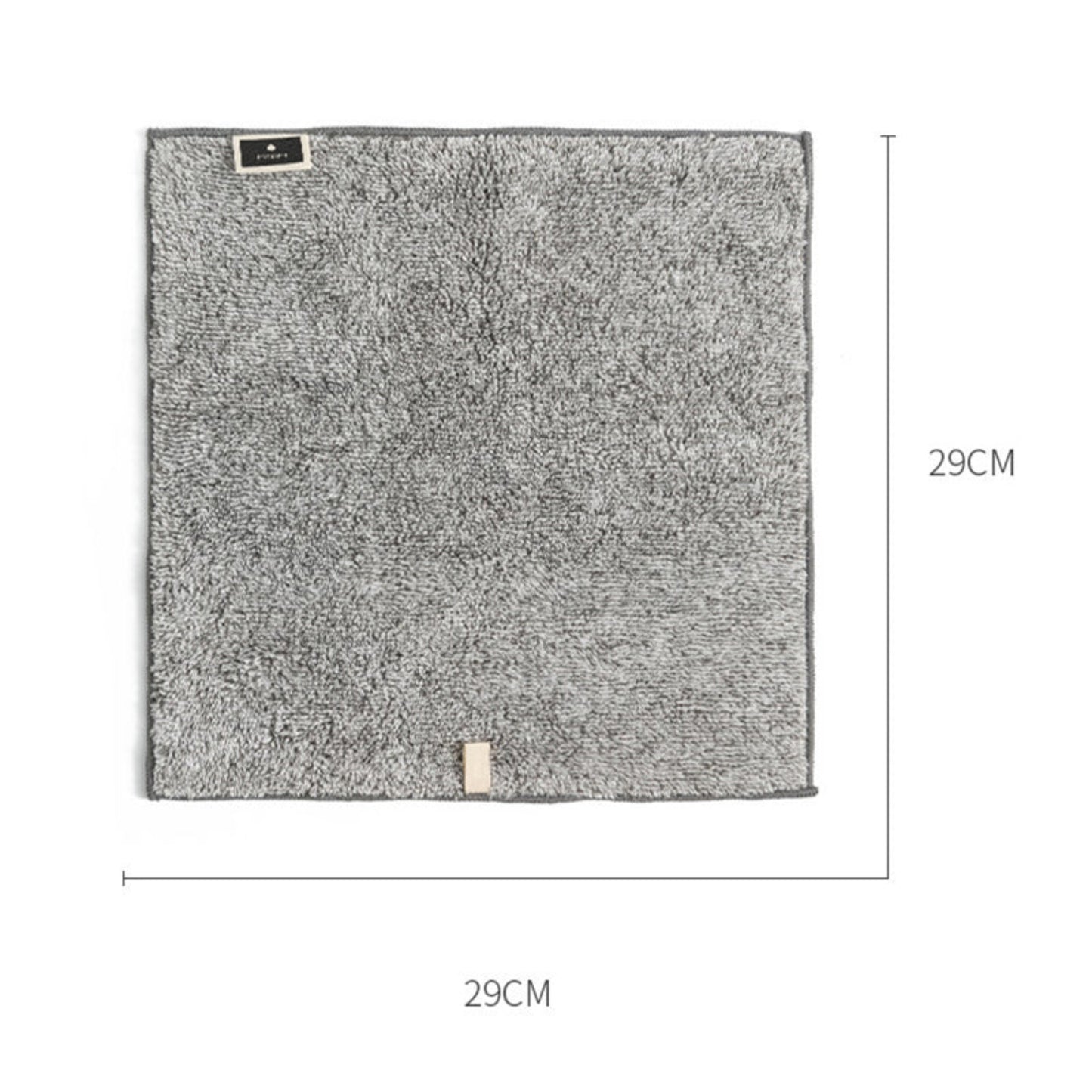 Japanese style super fine fiber towel 29cm x 29cm on a white background. Stylish home decor designed for every bathroom and space. Modern accessories, natural materials. and timeless pieces.