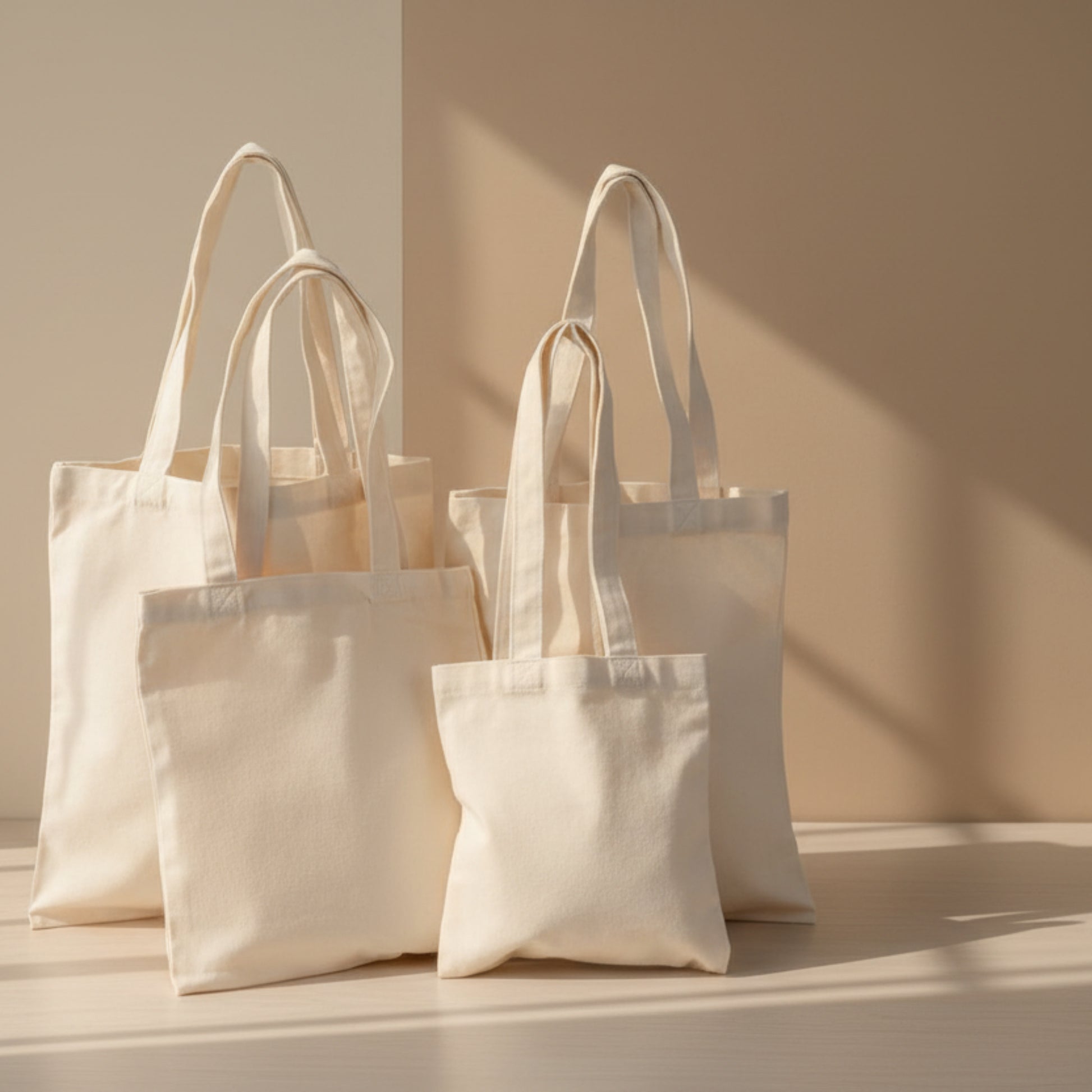 minimalist natural shopping back in a warm and beige atmosphere and on a beige/brown background. inspired by natural materials and Scandinavian design. 