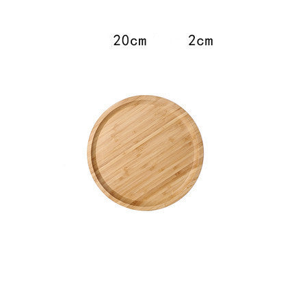 Wooden round tray with dimensions 20cm and 2cm on a white background