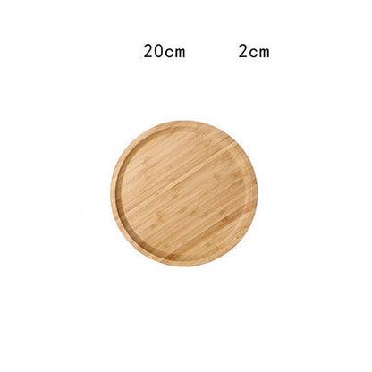 Wooden round tray with dimensions 20cm and 2cm on a white background