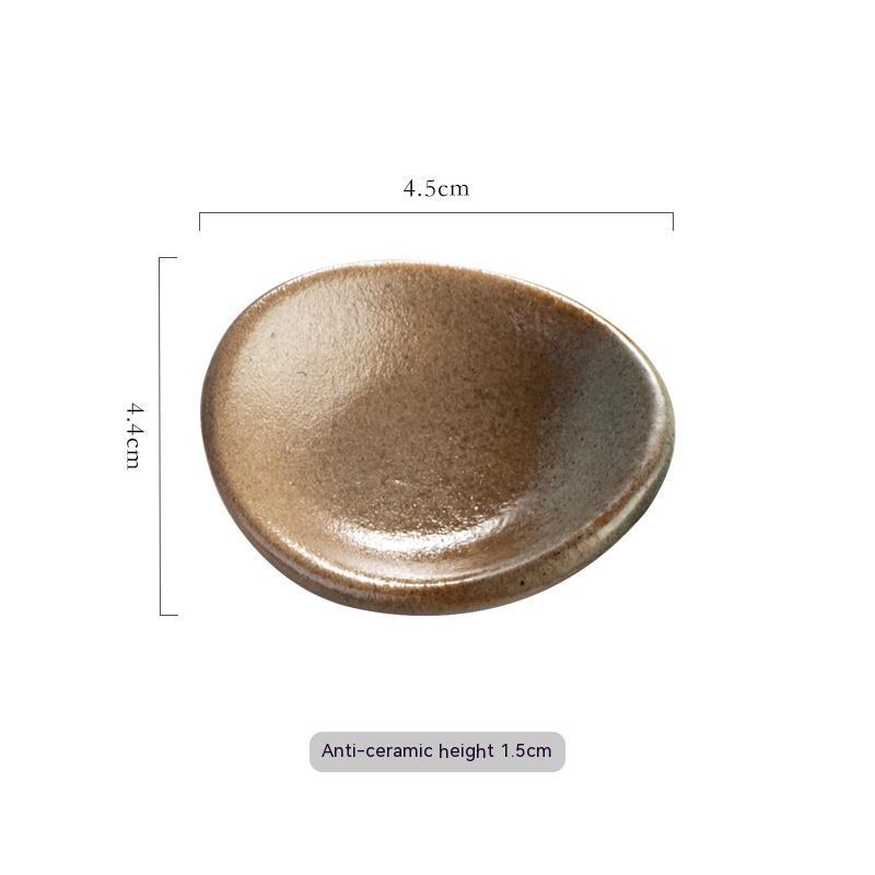 Stylish black star vein ceramic chopsticks holder, Japanese style with measurements on a white background. Modern kitchen accessories.   
