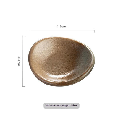 Stylish black star vein ceramic chopsticks holder, Japanese style with measurements on a white background. Modern kitchen accessories.   