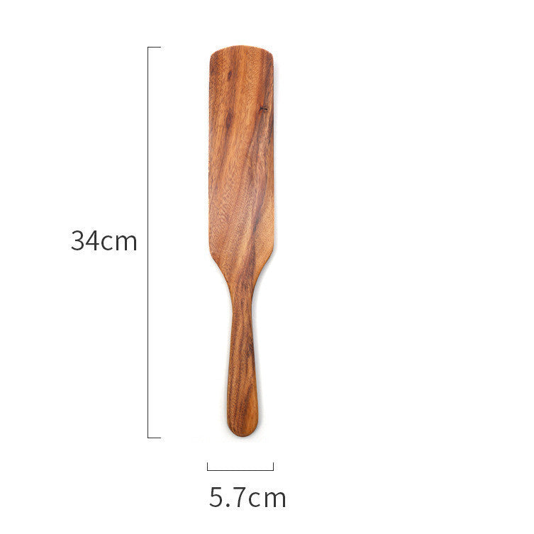 A set of wooden cooking spatulas with measurements on a white background. Natural and earthy kitchen cooking spatula. 