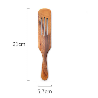 A set of wooden cooking spatulas with measurements on a white background. Natural and earthy kitchen cooking spatula. 