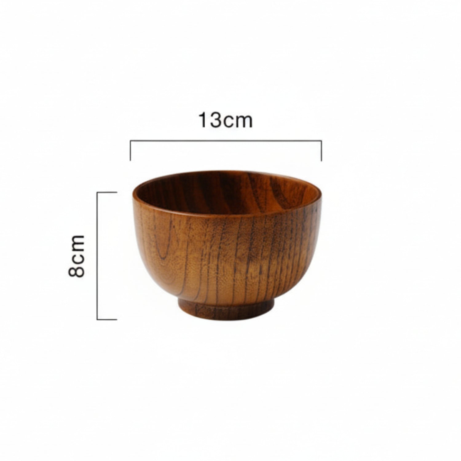 Wooden bowl with measurements on a white background. Solid wood. Japanese style. Earthy and natural. 