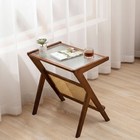 Minimalist Japanese bamboo furniture designed for modern interiors on a wooden floor and with a white curtain in the background. Clean lines, natural materials, and timeless pieces that bring warmth and balance to every home.