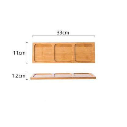 Wooden tray with dimensions labeled on a white background